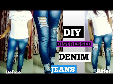 DIY/ HOW TO DISTRESS DENIM JEANS/ Pat Patosky Tv