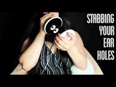 |ASMR| Stabbing your ears 👂🏽 While doing sticky mouth sounds.