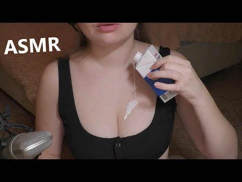 ASMR MILK playing with milk (mouth sounds, tapping, triggers) NO TALKING