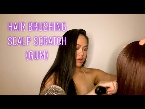 ASMR: Hair Brushing | Scalp Massage / Scratching | Gum Chewing | Hair Play | No Talking
