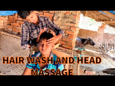 ASMR HEAD MASSAGE THERAPY AND HAIR WASH By KIDS BARBER CHOTU To CHUNNY Lal (Ep-34)