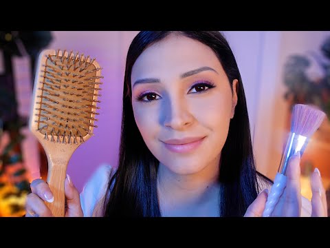 ASMR Face and Hair Brushing for Anxiety | Sleep Without Anxiety | Positive Affirmations