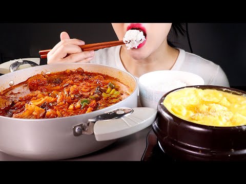 ASMR 돼지고기 김치찌개, 계란찜 집밥 먹방 | Kimchi Jjigae and Steamed Egg | Korean Home Meal | Eating Sounds Mukbang