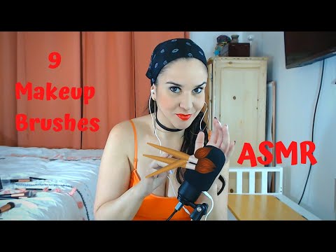 ASMR 9 Different Make-Up Brush Sounds!! No Talking