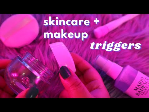 ASMR Skincare and Makeup Triggers (Lid Sounds, Spray Sounds, Lip Gloss, Mic Brushing) - No Talking
