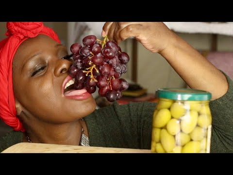 Italian Olives & Sweet Grapes ASMR Eating Sounds