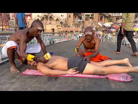 $2 Street Massage At Holy City VARANASI |Street Barber Chamunda brothers