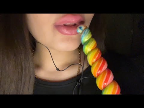 Asmr eating lollipop |rain sounds|