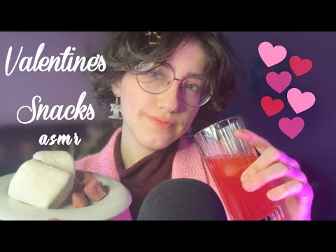 ASMR Valentine's Mukbang 💕 Red, Pink, and White Snacks to Eat! Mouth Sounds Galore~