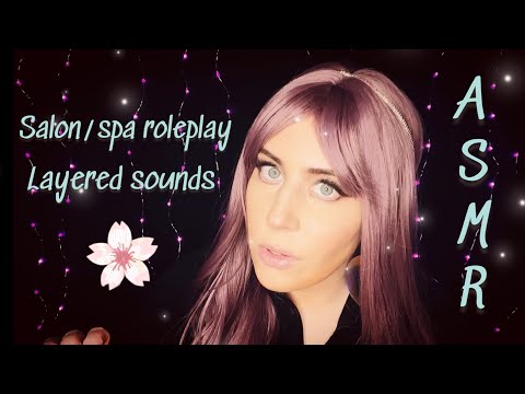 ASMR✨Salon spa rp with layered sounds✨ Tongue clicking, scratching, tapping, scissors, cream sounds+
