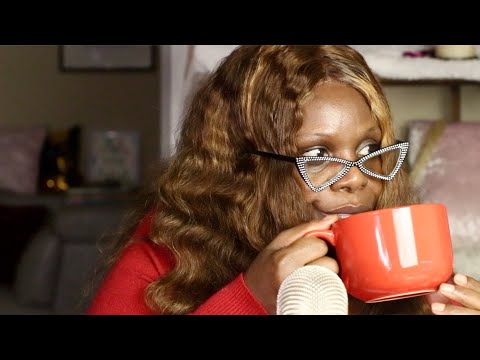 Sipping ASMR Mouth Sounds Cherry Tea / Coffee Out of LARGE MUGS