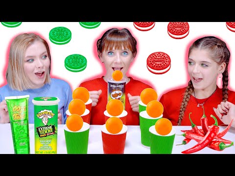 ASMR Most Popular TIK TOK Food Challenge (Cocktail Tubes Party, Creen Or Red) Eating Sounds