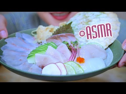 ASMR Five white colored seafood sashimi set (eating raw fish) EATING SOUNDS | LINH-ASMR