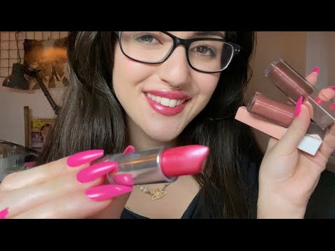 ASMR Trying on New Lipsticks on You & Me ✨ gum chewing, tingly tapping & whispering