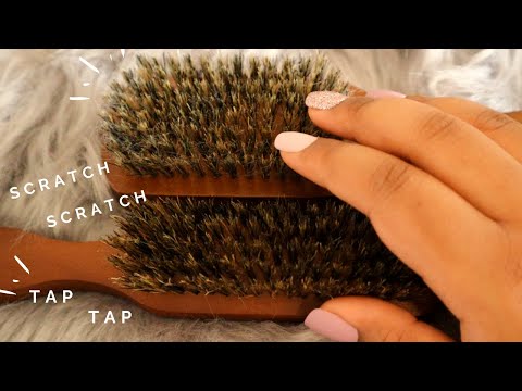 ASMR | Satisfying Boar Brush Tapping, Scratching with Whispering for Sleep