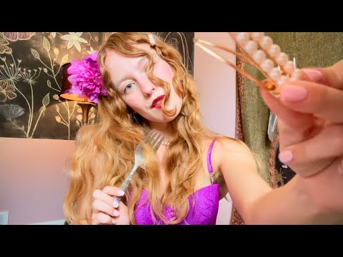 Mermaid does your hair ASMR with Layered Sounds (using a dinglehopper & pearl clips)