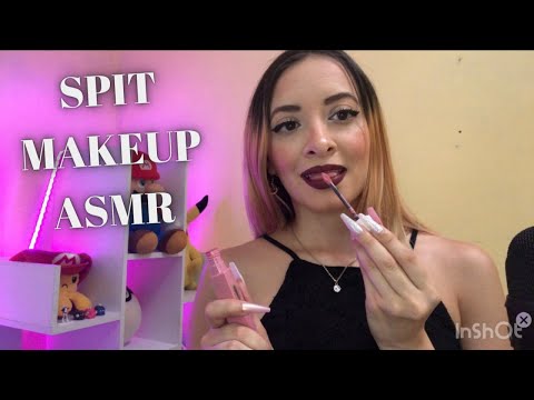 ASMR| Spit Painting Makeup ￼￼💦(mouth sounds, personal attention)
