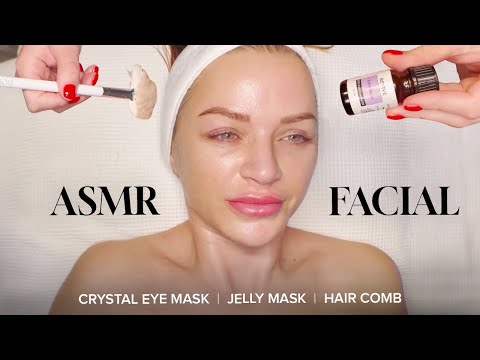 ASMR Facial | Jelly Mask, Crystals, and Hair Play Massage🩵