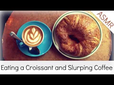Binaural ASMR Eating a Croissant and Slurping Coffee l Mouth Sounds