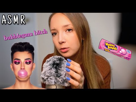 ASMR Gum Chewing, Bubble Blowing, & Fuzzy Mic Scratching