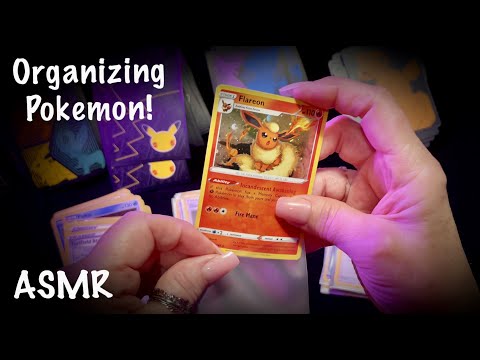 ASMR Pokemon Collector Cards! (No talking) Organizing cards/ alphabetical order/putting in envelopes