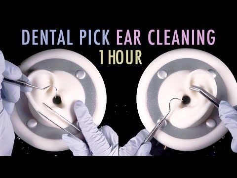 ASMR 1 Hour of Ear Cleaning w/Dental Pick & Tweezers + Latex Gloves (No Talking)