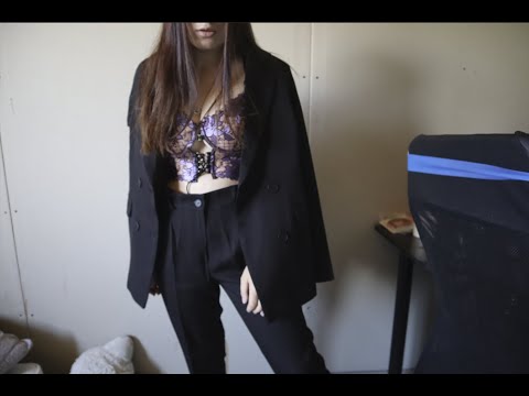 video in ASMR format dressing up (black suit)🖤
