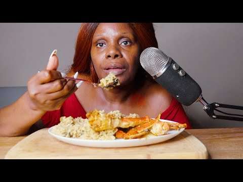 Spicy Brown Rice With Crab asmr eating Sounds