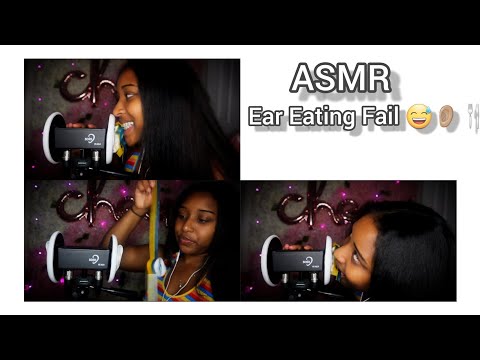 [ASMR] Ear Eating👂🏽👅 (mic eating with fruit by the foot FAIL) wet mouth sounds 💦👄