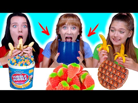 ASMR Gummy Food, Real Food VS Chocolate Food Challenge By LiLiBu #2