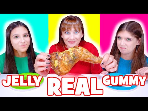 ASMR Eating Gummy Food VS Real Food VS Jelly Food Mukbang