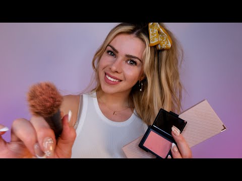 ASMR Cute Girl Does Your Makeup 🌸 (Fast & Aggressive, Brushing, Tapping, Whispering)
