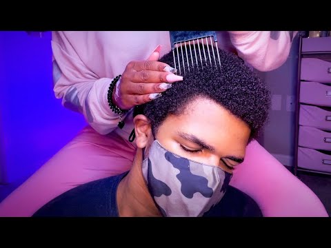 ASMR | Afro Hair Play (ft. Dossier) (Scalp Massage, Scalp Scratching, Hair Picking)