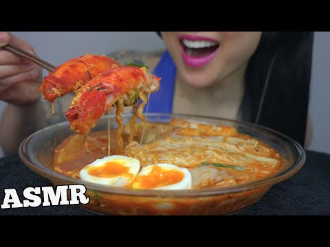ASMR *COOKING CHEESY KING CRAB SPICY NOODLES RICE CAKES (EATING SOUND) LIGHT WHISPER | SAS-ASMR