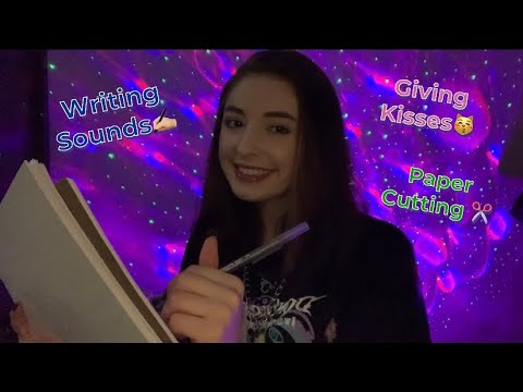 ASMR | A Letter To My Subscribers | Writing Sounds, Giving Kisses & Paper Cutting✂️