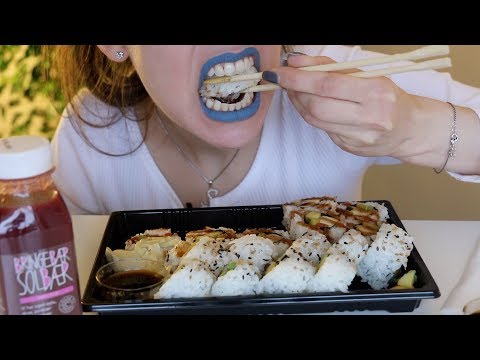 ASMR Whisper Eating & Drinking Sounds | Sushi & Smoothie