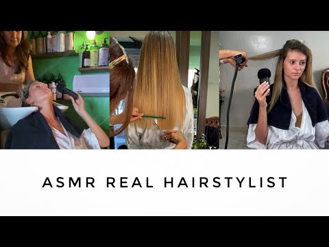 REAL HAIRSTYLIST Does ASMR ✂ NO TALKING 🤐 Shampoo & Hair Sounds 😴