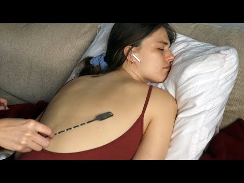 ASMR (no talking version) back scratching and tracing on Katie