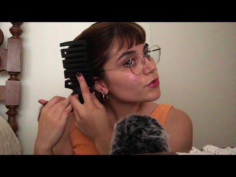 ASMR 𖦹 hair brushing and mouth sounds ♡