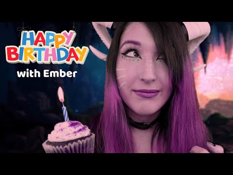ASMR - DRAGON GIRLFRIEND ~ Giving You Birthday Tingles! Eating Cupcake, Ear Blowing, & Nibbles  ~