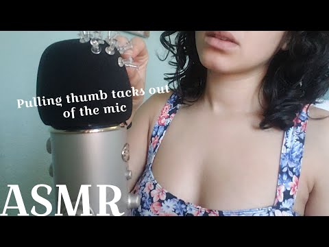 ASMR - Pulling Thumbtacks Out of the Mic | Mic Scratching, Soft Whispering