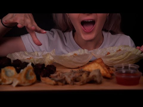 ASMR MUKBANG | FRIED OYSTER MUSHROOMS, FRIED CHEESE WONTONS, POTSTICKERS, & MORE!