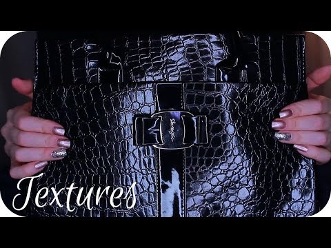 ASMR Tapping and Scratching Textured Bags – Studs, Beads, Faux Crocodile Fabric – Close Up Visuals