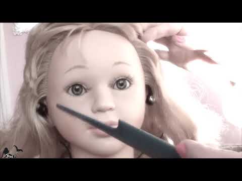 mannequin head face/hair comb. scissors. mouth sounds asmr