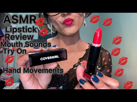 ASMR Lipstick Review 💋 (Kissing & Mouth Sounds) 💋Hand Movements💋/ Try On 💋💄