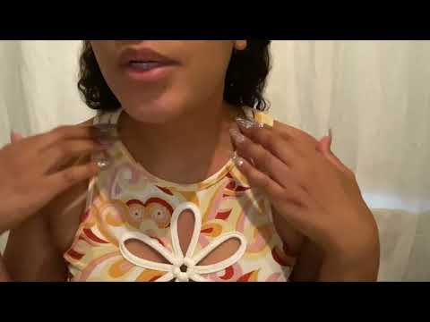 ASMR Whispering & Fabric Scratching 🧡Cut Out Floral Tank Top🧡