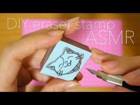 [ASMR] 消しゴムはんこを作ってみた DIY eraser stamp [囁き声-Whisper]