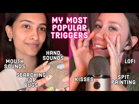 ASMR | my most popular triggers with @IshasASMR (mouth sounds, spit painting, kisses, etc.)