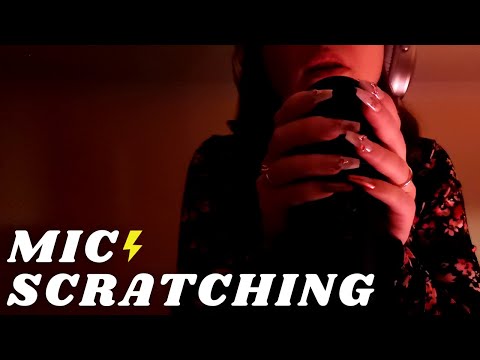ASMR - FAST AND AGGRESSIVE MIC SCRATCHING without cover for intense tingles | with extra long nails