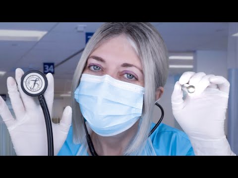 ASMR Hospital ER Exam, Eye Exam & Eye Cleaning by Three Doctors - Lights, Gloves, Drops, Otoscope